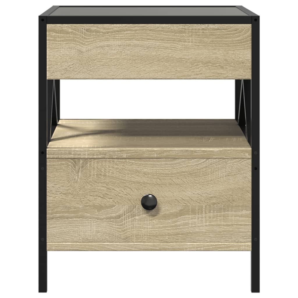 Tavolino da Salotto con LED Infinity Rovere Sonoma 40x40x51 cm