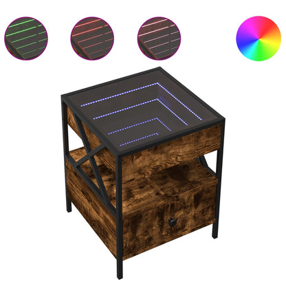Tavolino da Salotto con LED Infinity Rovere Fumo 40x40x51 cm | homemem39