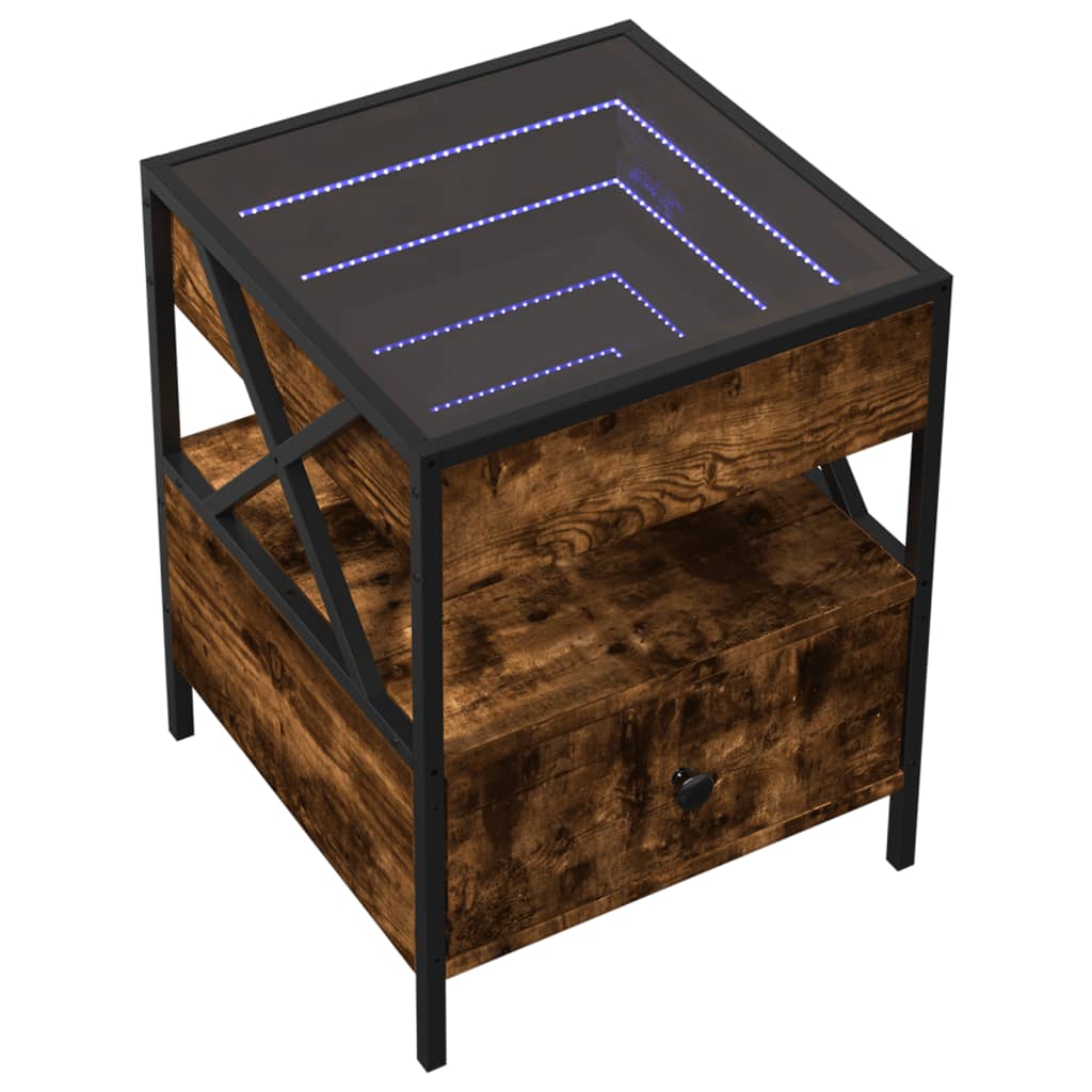 Tavolino da Salotto con LED Infinity Rovere Fumo 40x40x51 cm | homemem39