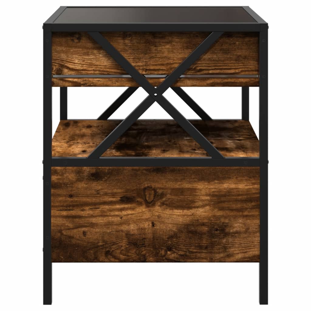 Tavolino da Salotto con LED Infinity Rovere Fumo 40x40x51 cm | homemem39