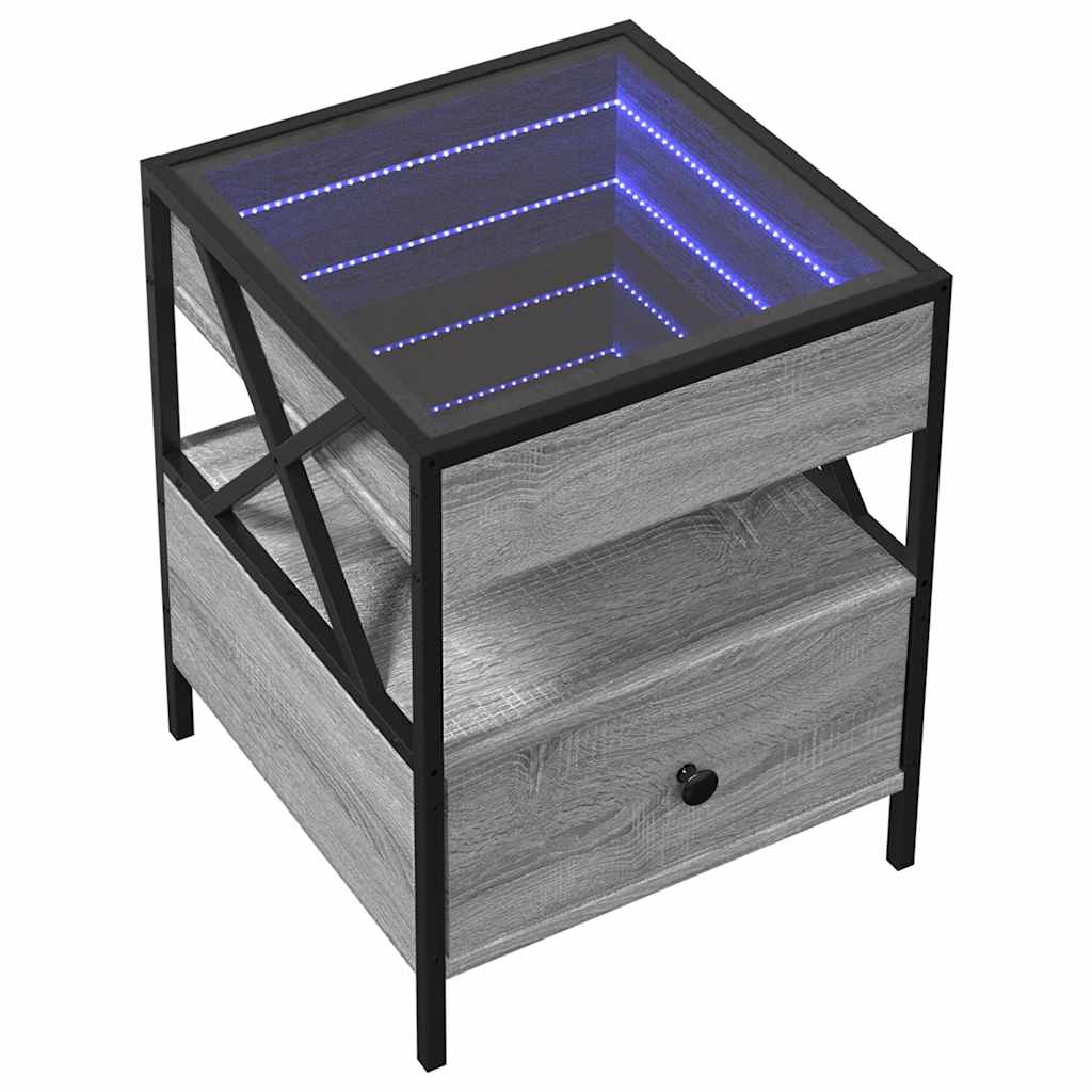 Tavolino da Salotto con LED Infinity Grigio Sonoma 40x40x51 cm | homemem39