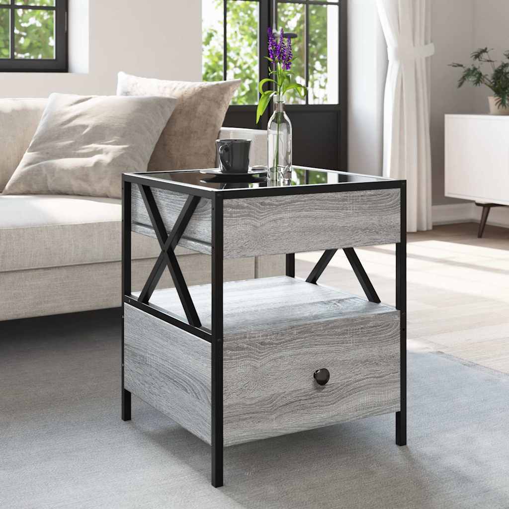 Tavolino da Salotto con LED Infinity Grigio Sonoma 40x40x51 cm