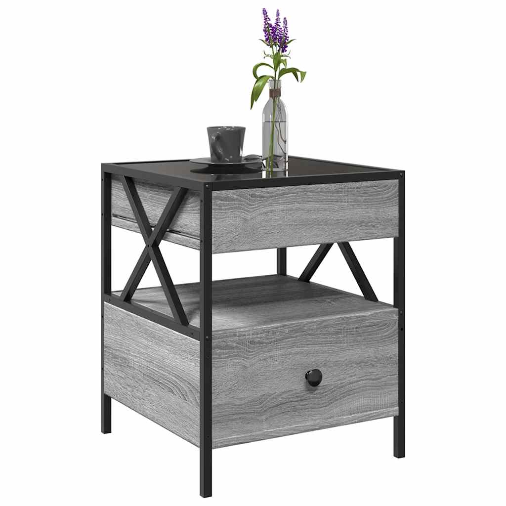 Tavolino da Salotto con LED Infinity Grigio Sonoma 40x40x51 cm | homemem39