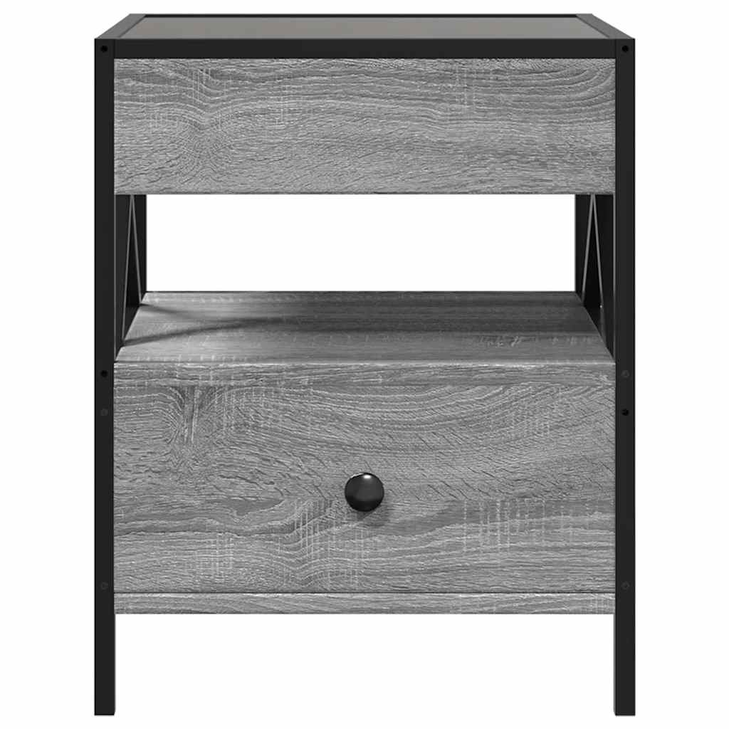 Tavolino da Salotto con LED Infinity Grigio Sonoma 40x40x51 cm | homemem39