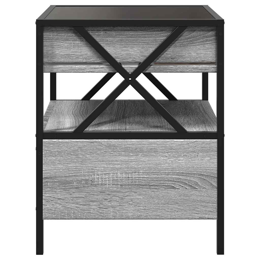 Tavolino da Salotto con LED Infinity Grigio Sonoma 40x40x51 cm | homemem39