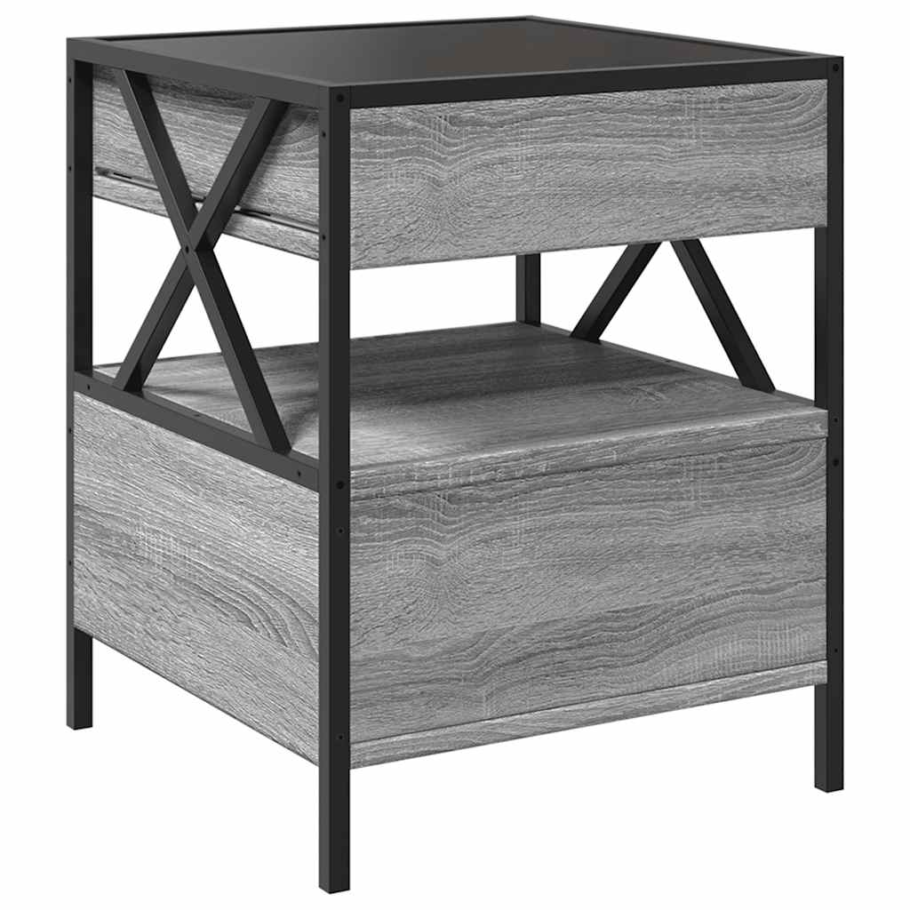 Tavolino da Salotto con LED Infinity Grigio Sonoma 40x40x51 cm | homemem39
