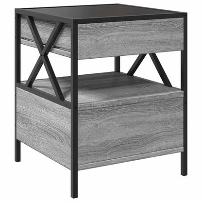 Tavolino da Salotto con LED Infinity Grigio Sonoma 40x40x51 cm | homemem39