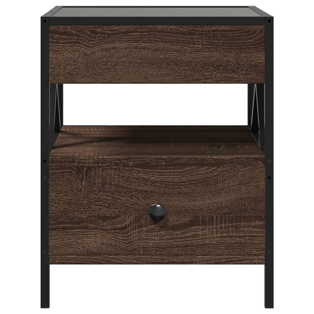 Tavolino da Salotto con LED Infinity Rovere Marrone 40x40x51 cm