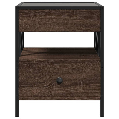 Tavolino da Salotto con LED Infinity Rovere Marrone 40x40x51 cm