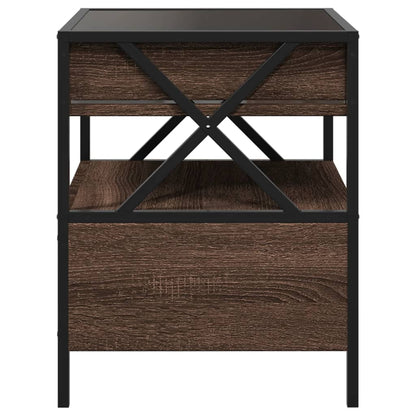 Tavolino da Salotto con LED Infinity Rovere Marrone 40x40x51 cm