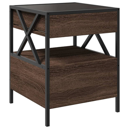 Tavolino da Salotto con LED Infinity Rovere Marrone 40x40x51 cm