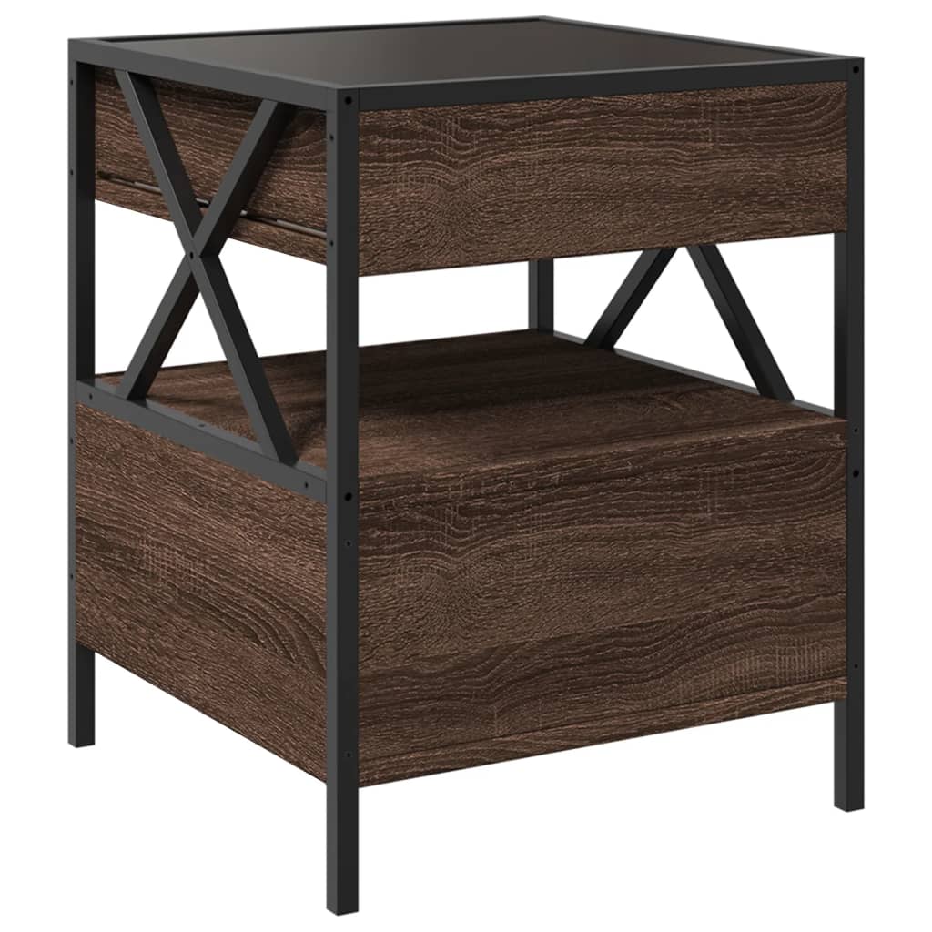 Tavolino da Salotto con LED Infinity Rovere Marrone 40x40x51 cm