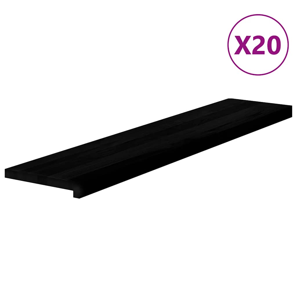 Gradini 20 pz Marrone-nero 120x30x2 cm Legno Massello Rovere