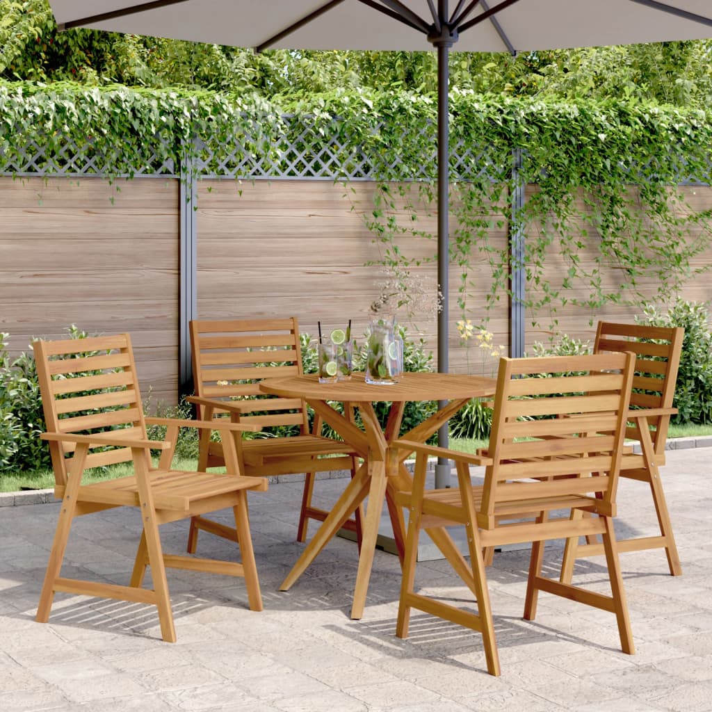 Set da Pranzo per Giardino 5 pz in Legno Massello di Acacia