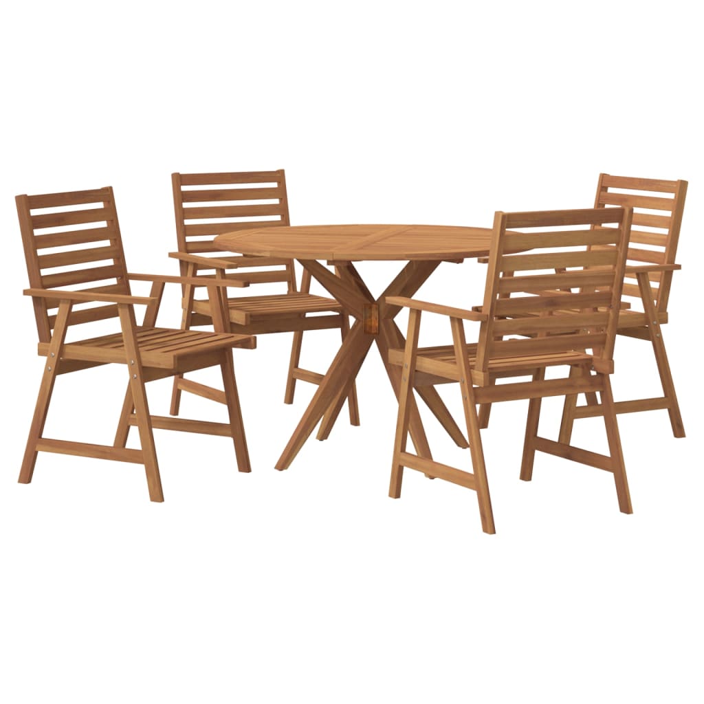 Set da Pranzo per Giardino 5 pz in Legno Massello di Acacia