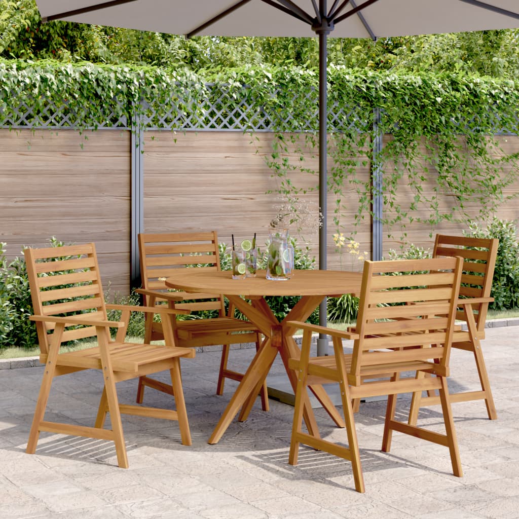 Set da Pranzo per Giardino 5 pz in Legno Massello di Acacia