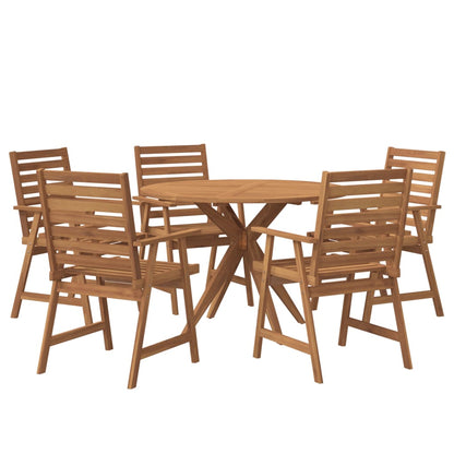 Set da Pranzo per Giardino 6 pz in Legno Massello di Acacia