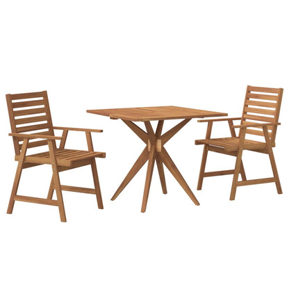 Set da Pranzo per Giardino 3 pz in Legno Massello di Acacia