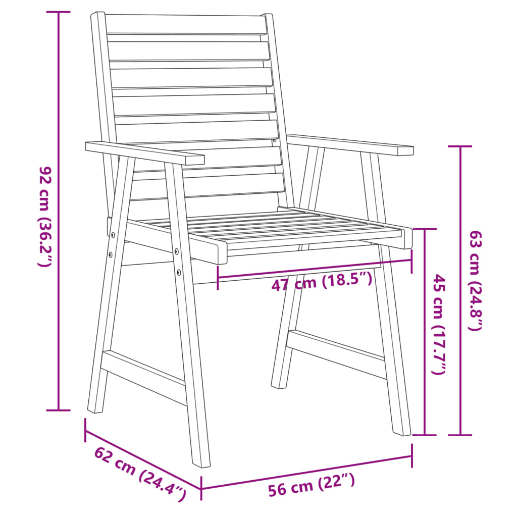 Set da Pranzo per Giardino 3 pz in Legno Massello di Acacia