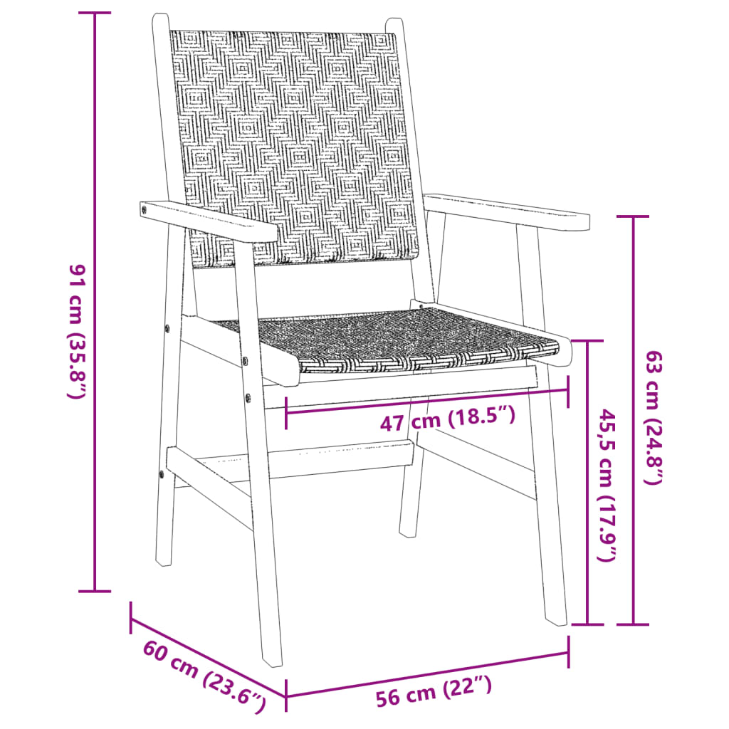 Set da Pranzo per Giardino 5 pz in Legno Massello di Acacia