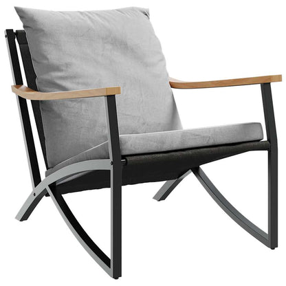 Set Mobili da Balcone 3 pz con Cuscini Nero in Acciaio - homemem39