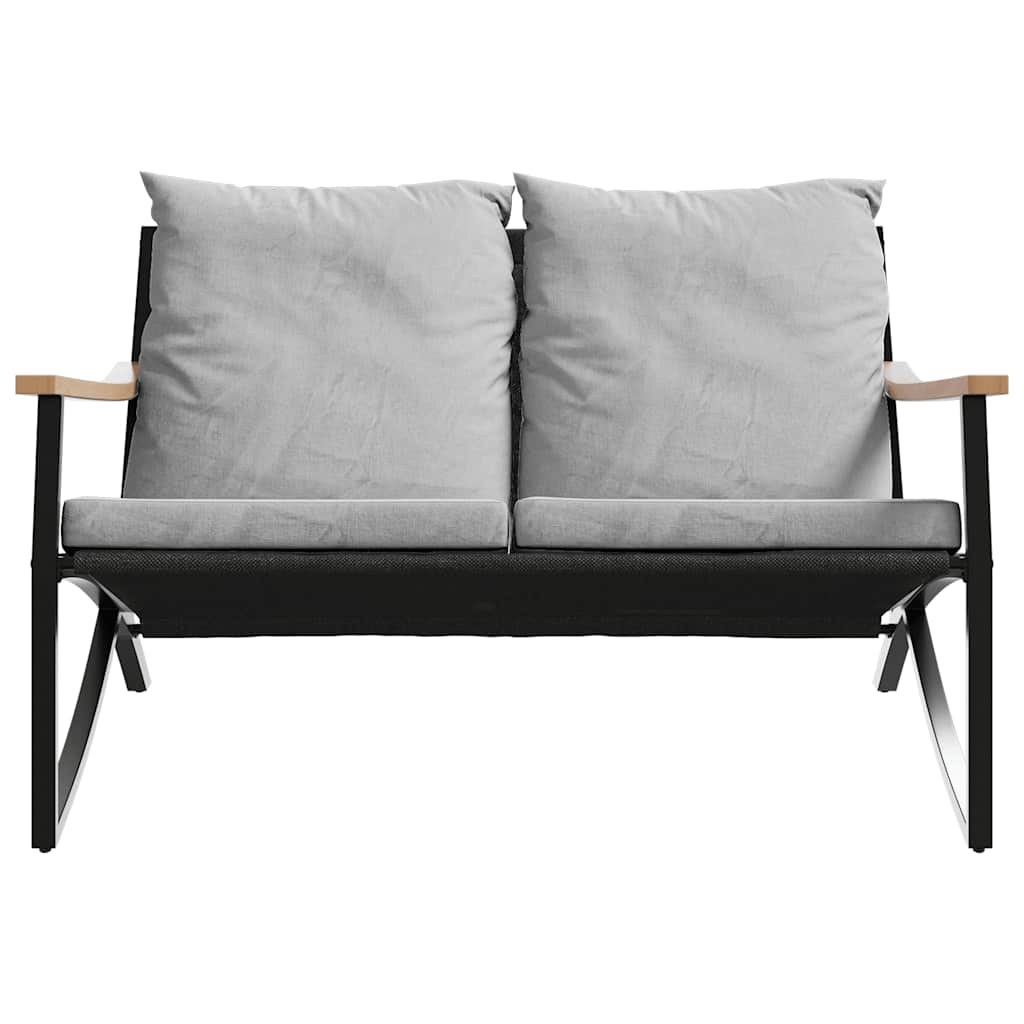 Set Mobili da Balcone 5 pz con Cuscini Nero in Acciaio - homemem39