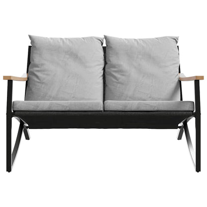 Set Mobili da Balcone 5 pz con Cuscini Nero in Acciaio - homemem39