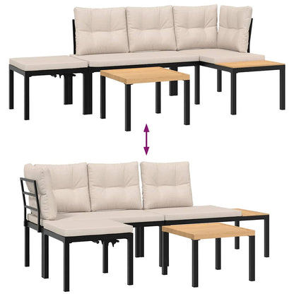 Set Panche Giardino Cuscini 4pz Nero Acciaio Verniciato Polvere - homemem39