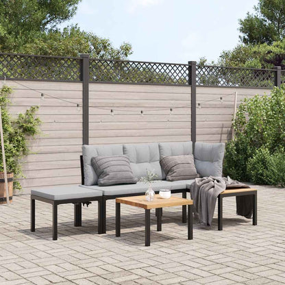Set Panche Giardino Cuscini 3pz Nero Acciaio Verniciato Polvere - homemem39