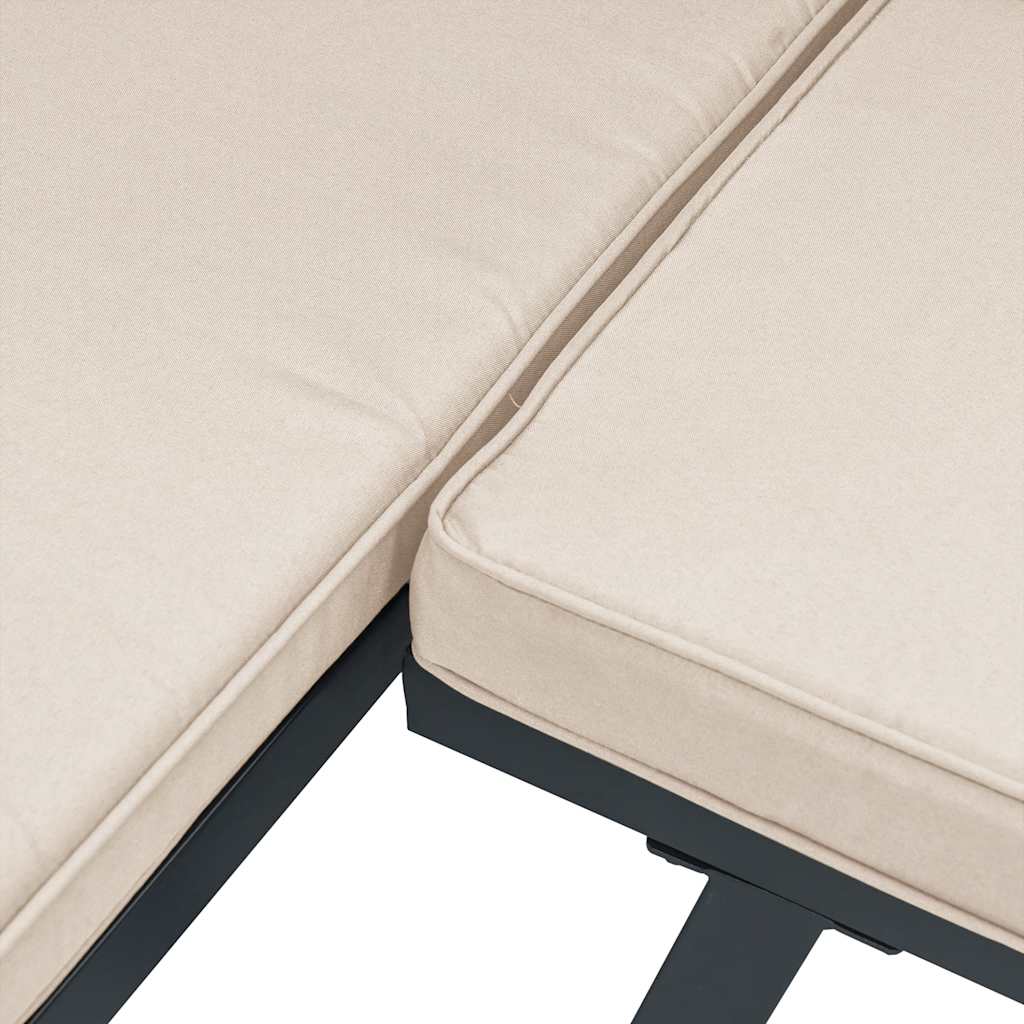 Set Panche Giardino Cuscini 3pz Nero Acciaio Verniciato Polvere - homemem39