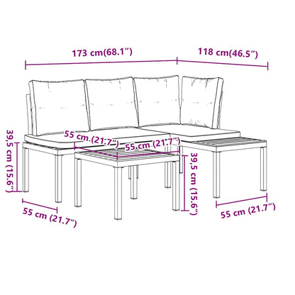 Set Panche Giardino Cuscini 3pz Nero Acciaio Verniciato Polvere | homemem39