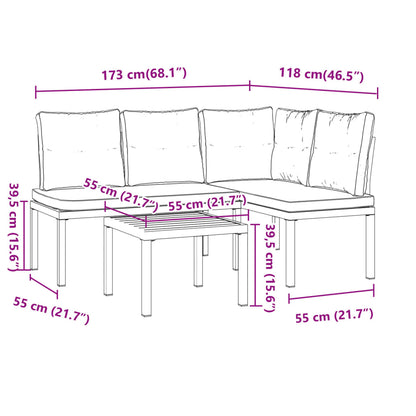 Set Panche Giardino Cuscini 3pz Nero Acciaio Verniciato Polvere