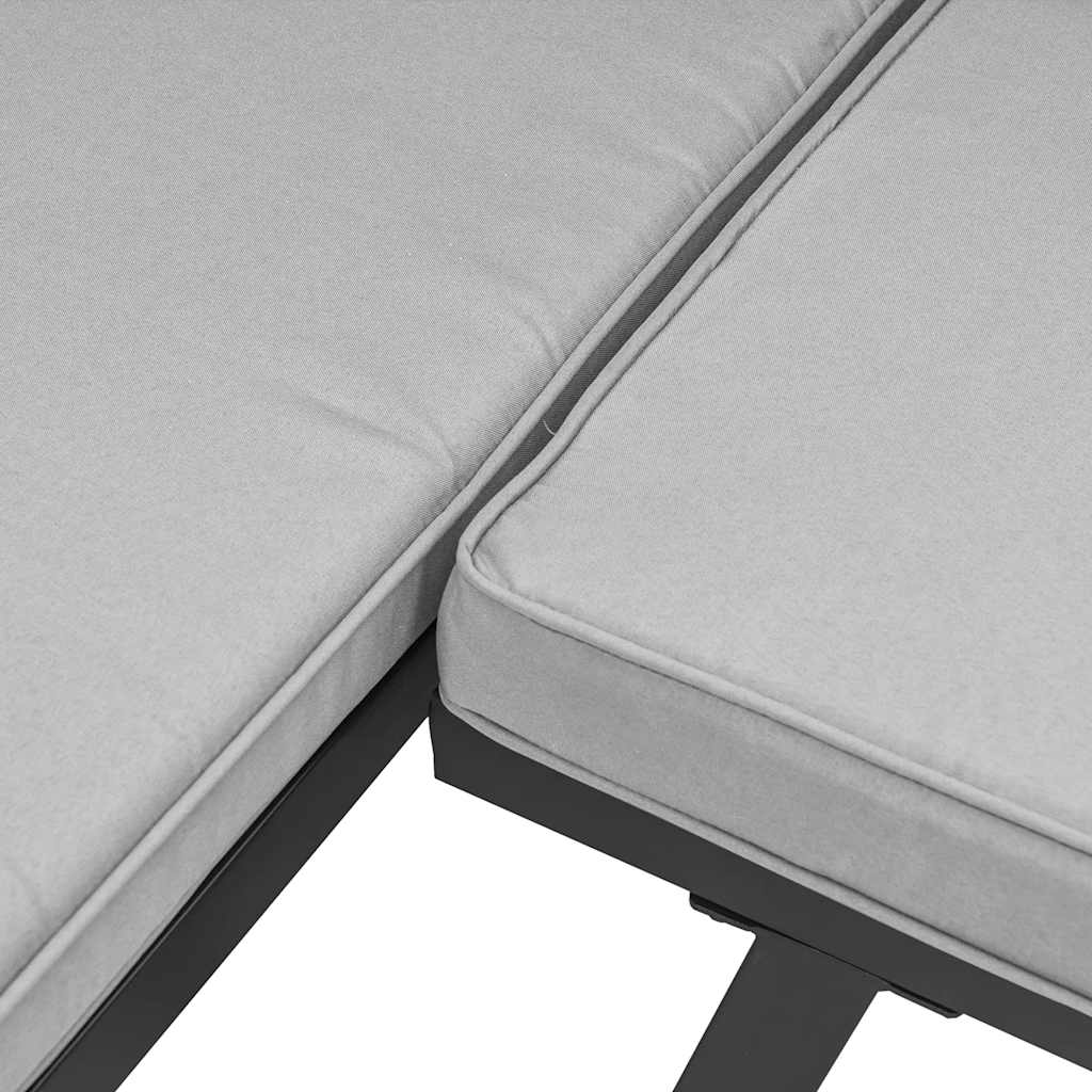 Set Panche Giardino Cuscini 3pz Nero Acciaio Verniciato Polvere | homemem39
