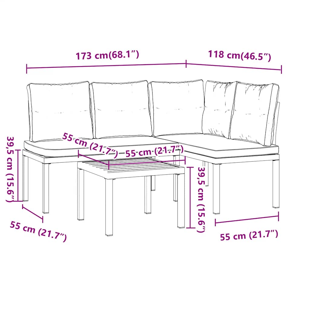 Set Panche Giardino Cuscini 3pz Nero Acciaio Verniciato Polvere | homemem39