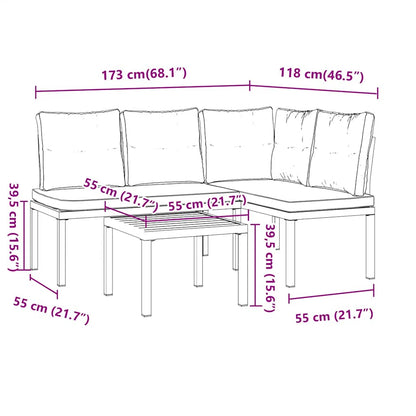 Set Panche Giardino Cuscini 3pz Nero Acciaio Verniciato Polvere | homemem39