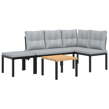 Set Panche Giardino Cuscini 4pz Nero Acciaio Verniciato Polvere | homemem39