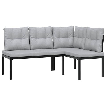 Set Panche Giardino Cuscini 4pz Nero Acciaio Verniciato Polvere | homemem39