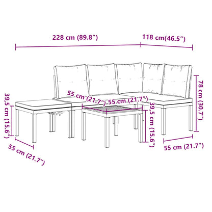 Set Panche Giardino Cuscini 4pz Nero Acciaio Verniciato Polvere | homemem39