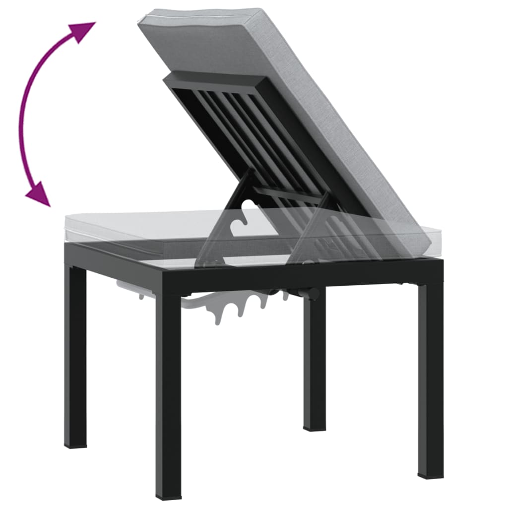 Set Panche Giardino Cuscini 3pz Nero Acciaio Verniciato Polvere | homemem39