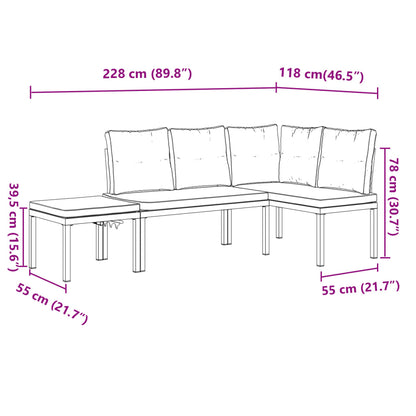 Set Panche Giardino Cuscini 3pz Nero Acciaio Verniciato Polvere | homemem39