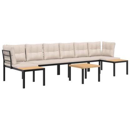 Divani Giardino con Cuscini 5pz Neri Acciaio Verniciato Polvere - homemem39