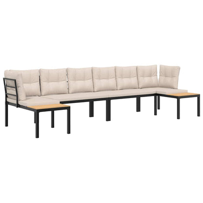 Divani Giardino con Cuscini 4pz Neri Acciaio Verniciato Polvere - homemem39