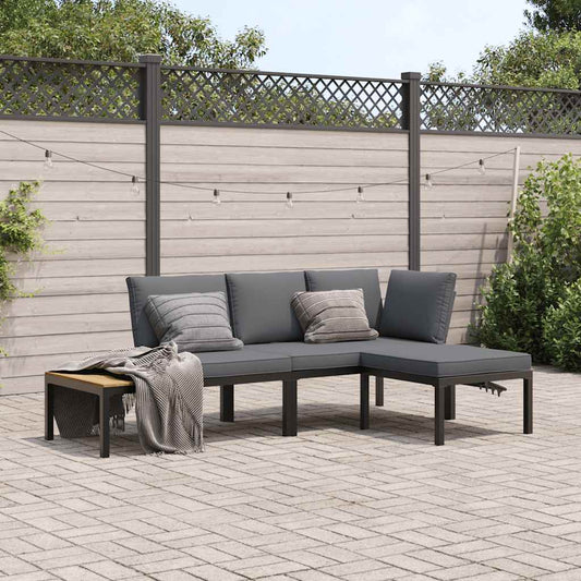 Set Divani da Giardino 3 pz con Cuscini in Alluminio Nero - homemem39