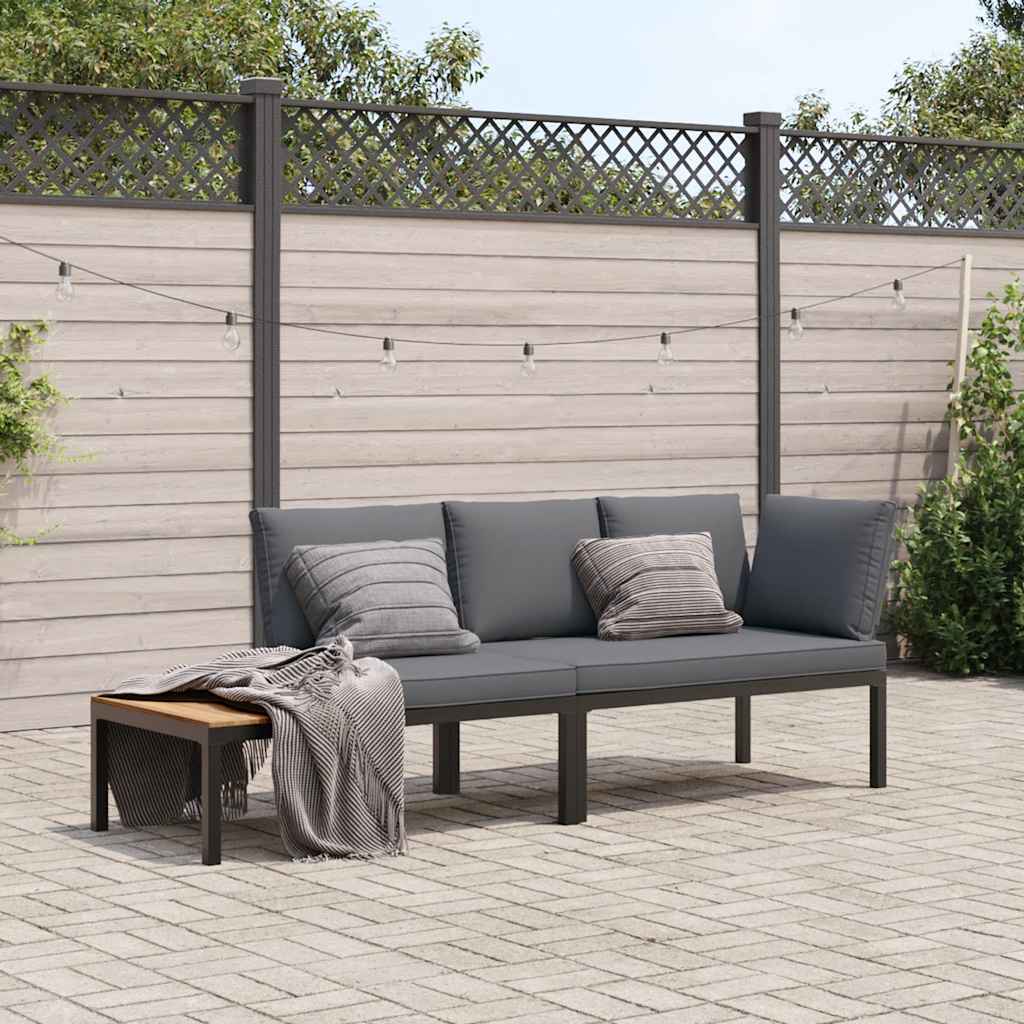 Set Divani da Giardino 2 pz con Cuscini in Alluminio Nero - homemem39