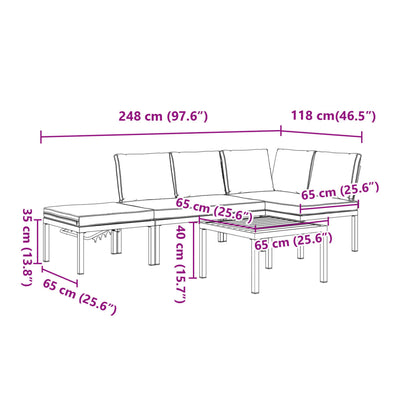 Set Divani da Giardino 4 pz con Cuscini in Alluminio Nero