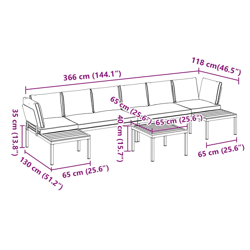 Set Divani da Giardino 5 pz con Cuscini in Alluminio Nero - homemem39
