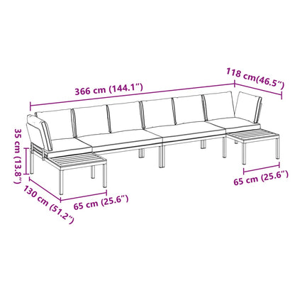 Set Divani da Giardino 4 pz con Cuscini in Alluminio Nero