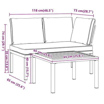 Set Divani da Giardino 2 pz con Cuscini in Alluminio Nero - homemem39