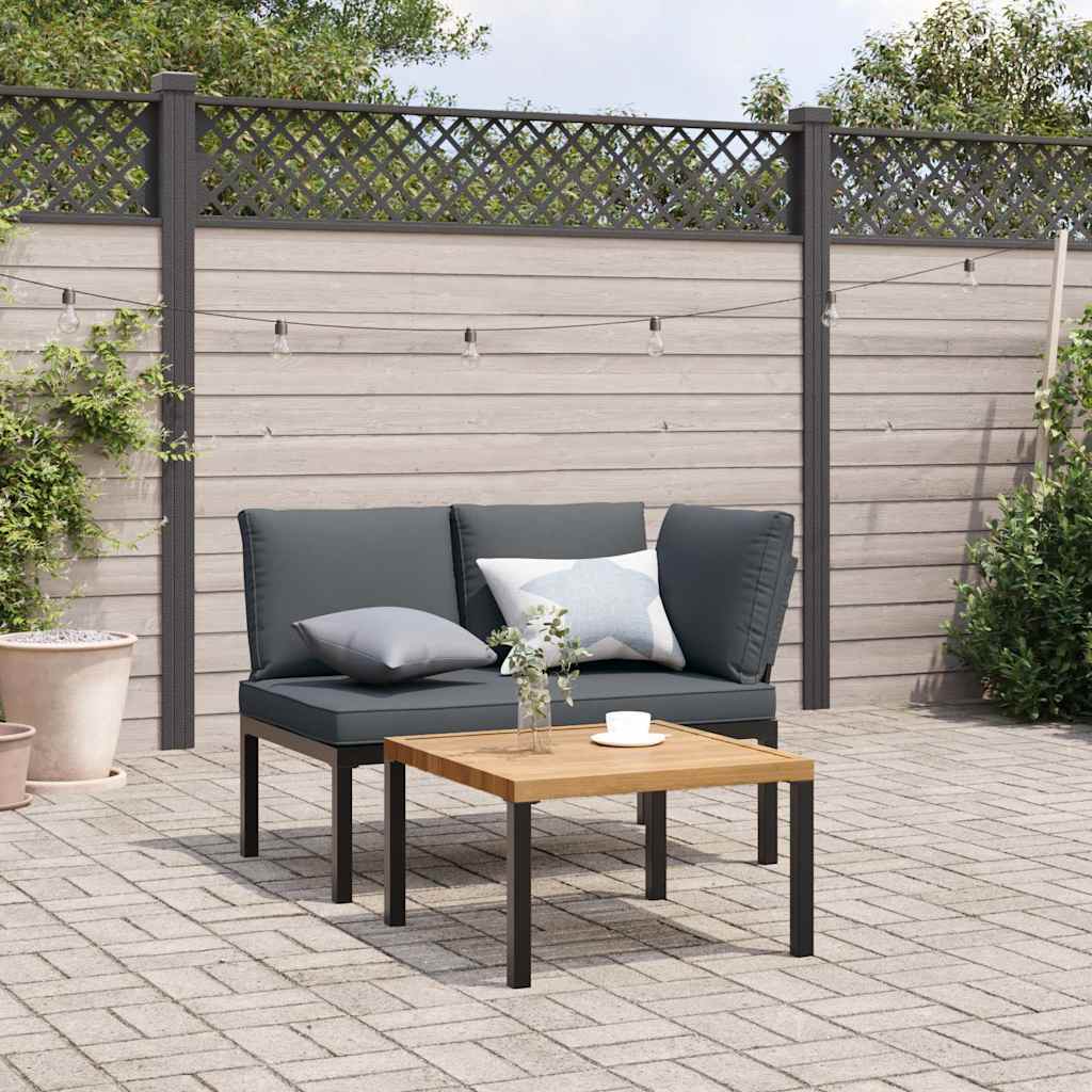 Set Divani da Giardino 2 pz con Cuscini in Alluminio Nero - homemem39