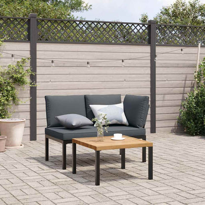Set Divani da Giardino 2 pz con Cuscini in Alluminio Nero - homemem39